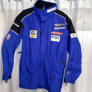 Spyder men M jacket. Unique with multiple patches.